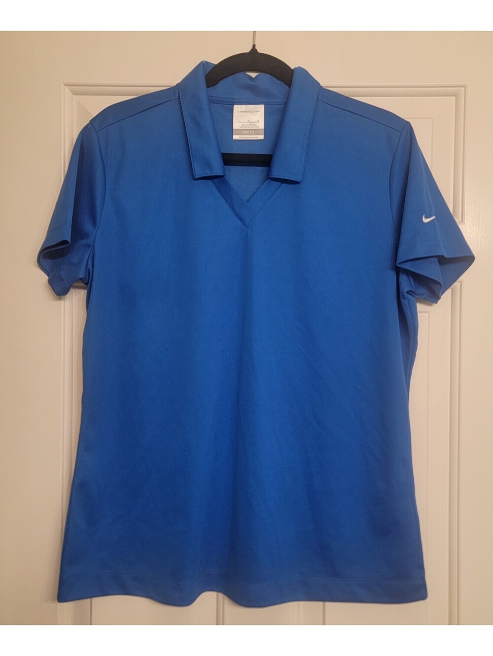 Nike Dri-Fit Golf Tennis Women's Polo Shirt Blue L Moisture Wicking 354067-423
